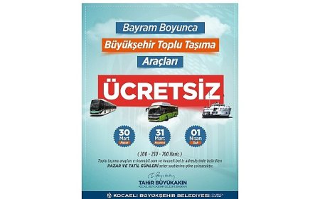 Bayram boyunca ulaşım ücretsiz
