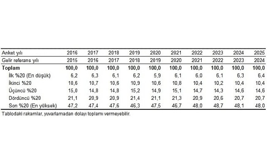Gelir Dağılımı İstatistikleri, 2025