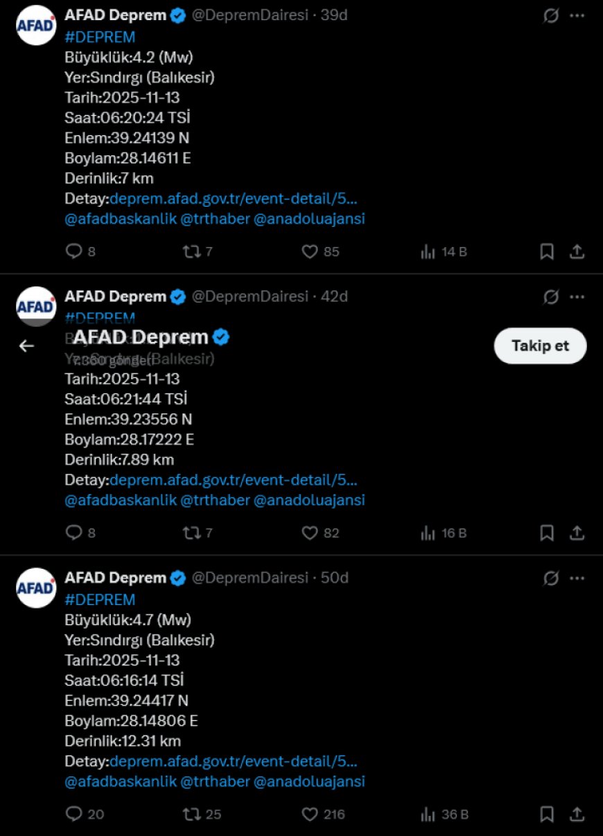 Balıkesir’de peş peşe depremler korkuttu!