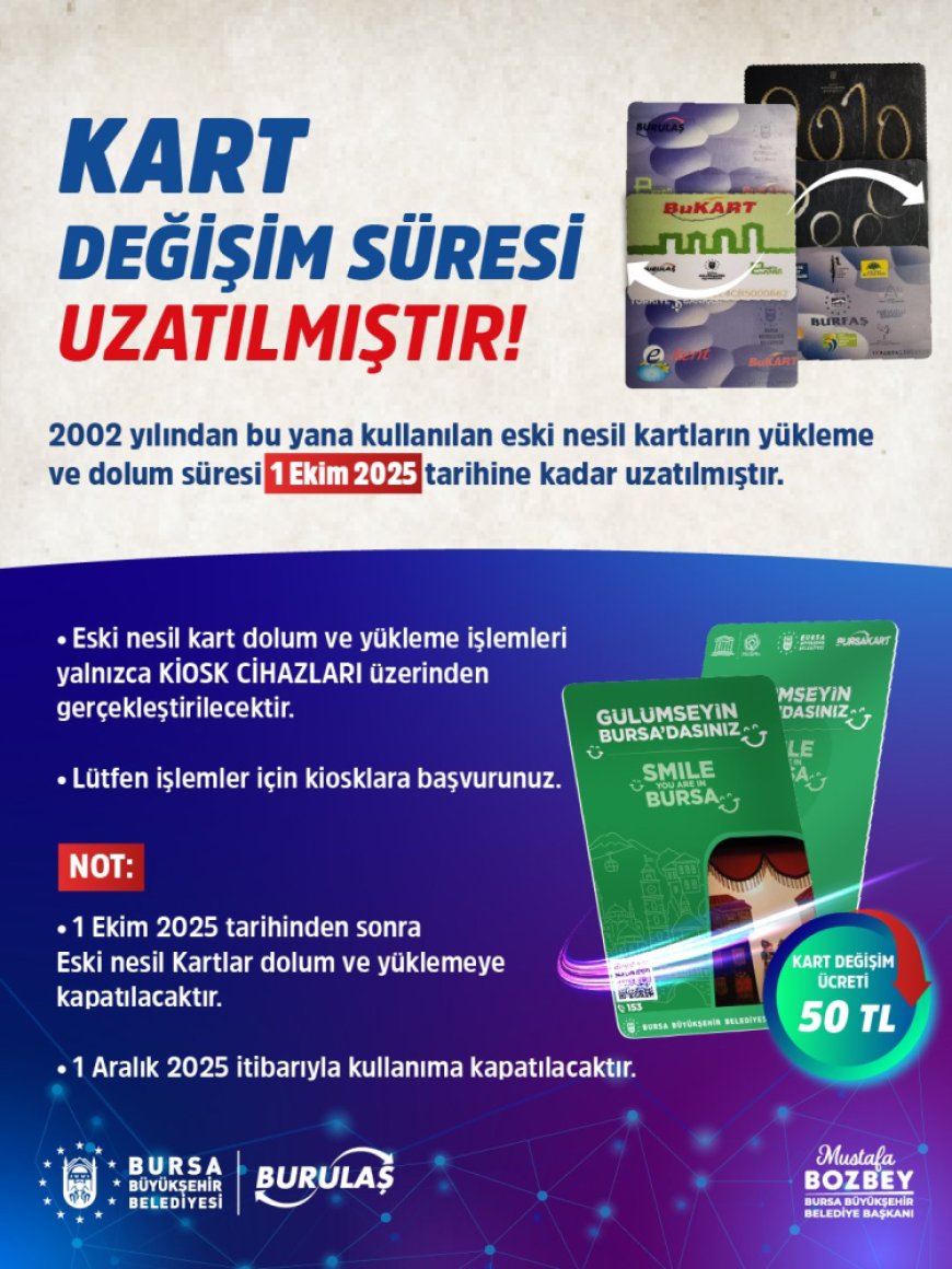 Burulaş’tan kart değişim süresine uzatma!