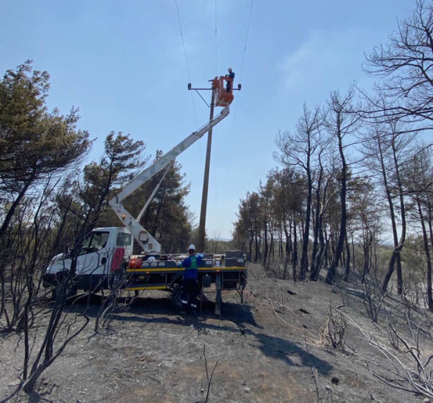 Enerji hatları yangının ardından yeniden onarılıyor