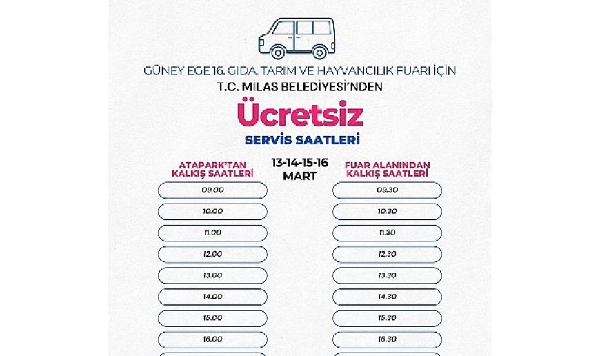 Milas Belediyesi ziyaretçileri fuar alanına ücretsiz ulaştıracak